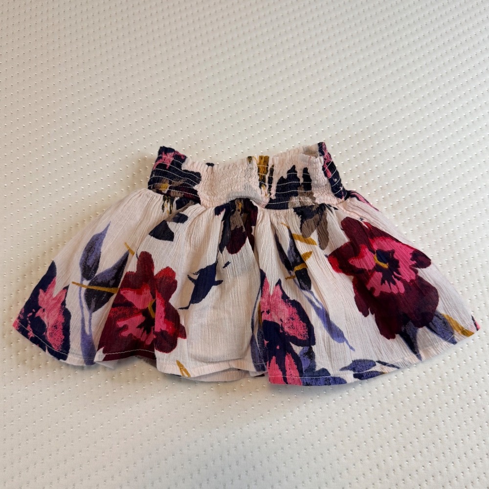 Old Navy Baby Girl Floral Smocked Gauze Skirt Pink Purple 12-18 Months